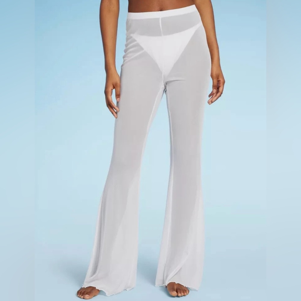 Wild Fable White Mesh High-Waist-Flare Pants Women’s Cover-Up Size Large NWT